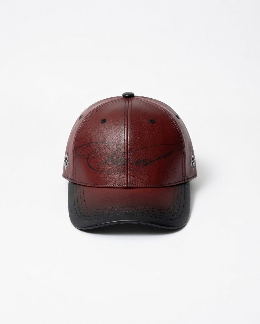 Leather Red and Black hat
